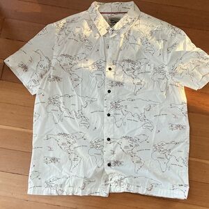 Ace Rivington 100% Cotton Men's White Map Print Shirt